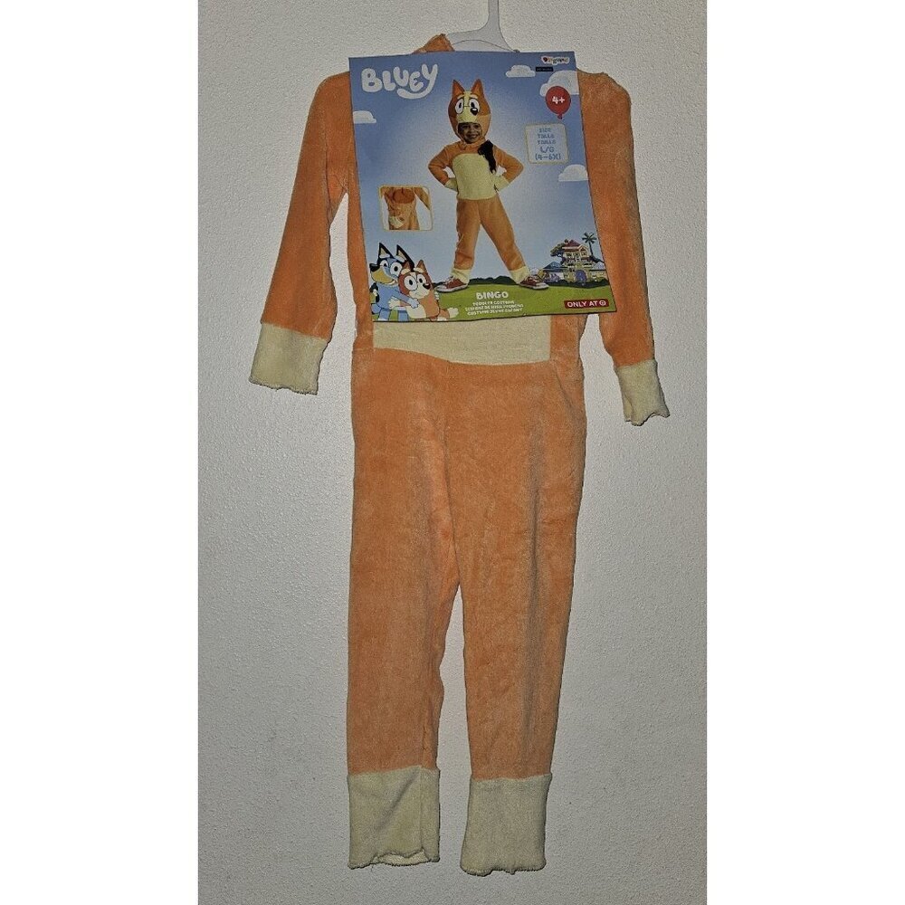 NEW Bingo Sister Puppy Dog Halloween Costume Girls 4-6X Bluey Jumpsuit Headpiece